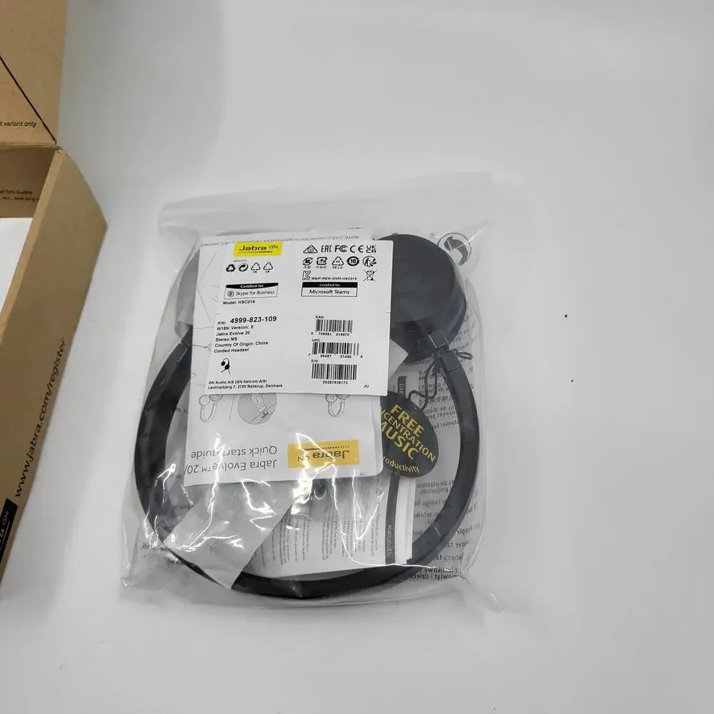 Jabra HSC016 Evolve 20 USB 2 Ear Stereo MS 4999-823-109 Corded Headset New